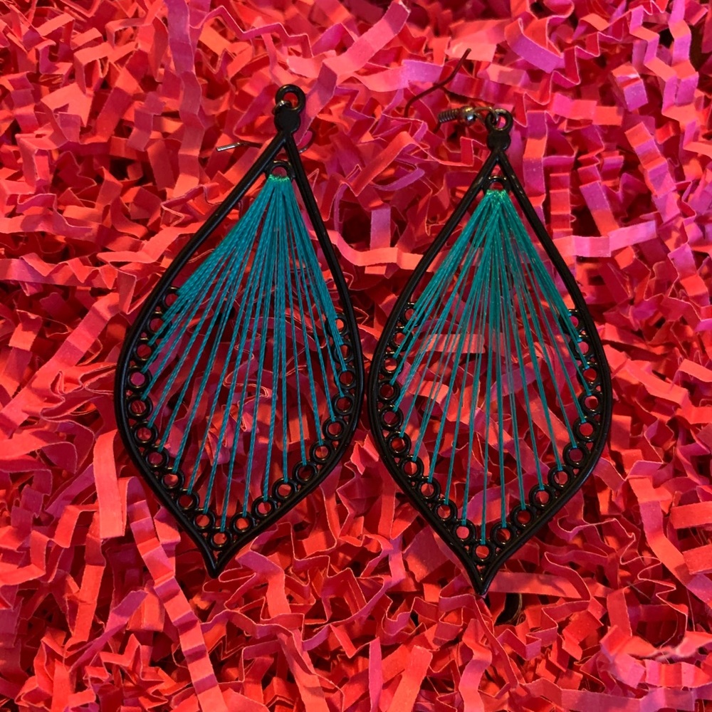 Blue and black earrings